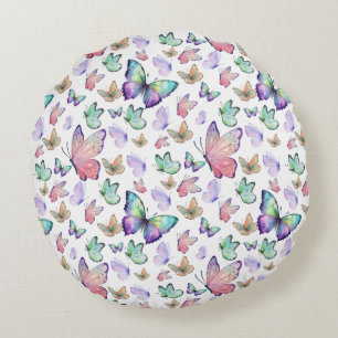 Aquarellbutterfische Nahtloses Muster Rundes Kissen