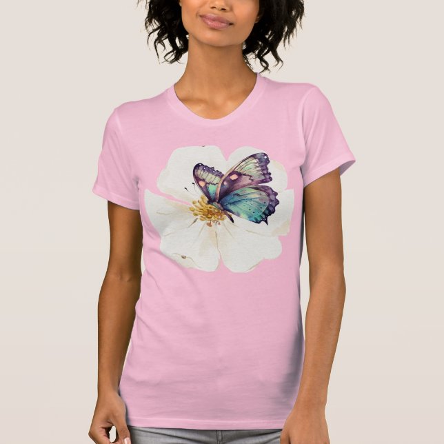 Aquarellbutterfische und Blume T-Shirt (Vorderseite)