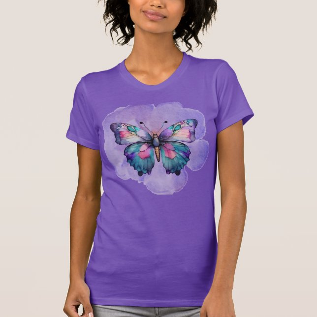 Aquarellbutterfische und Blume T-Shirt (Vorderseite)