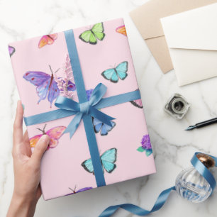 Aquarellbutterfische und Hydrangeas Geschenkpapier