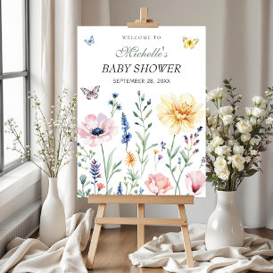Aquarellbutterfliegen Babydusche Begrüßungszeichen Poster