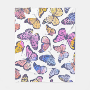 Aquarellbutterfliegen: Pastellfarbenes Vintages Mu Fleecedecke