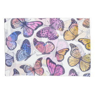 Aquarellbutterfliegen: Pastellfarbenes Vintages Mu Kissenbezug