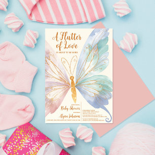 Aquarellbutterfly Eleganter Glitzer Kinderdusche Einladung