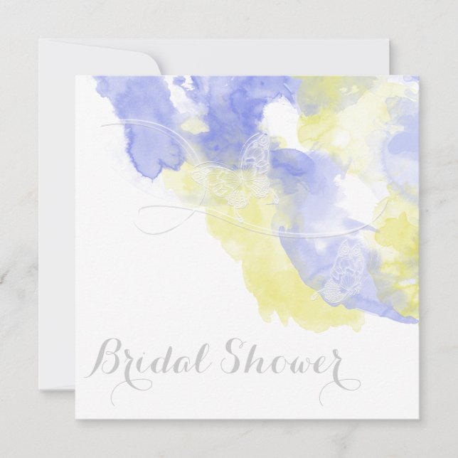 Aquarellbutterfly Periwinkle Lemon Bridal Showe Einladung (Vorderseite)