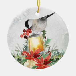 Aquarellchickadee und Laternengebirge Keramik Keramik Ornament