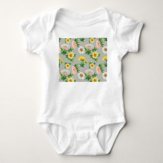 Aquarellchrysanthemen, nahtlose Blumenmuster Baby Strampler