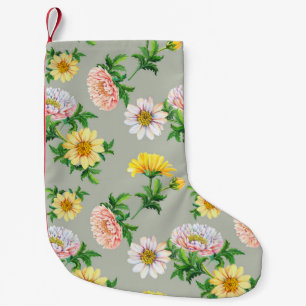 Aquarellchrysanthemen, nahtlose Blumenmuster Kleiner Weihnachtsstrumpf