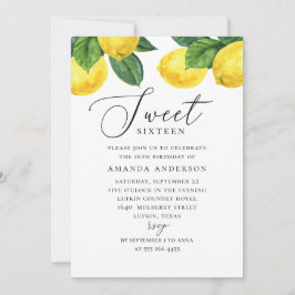 Aquarellcitrus Süß 16. Lemon Garden Skript Einladung