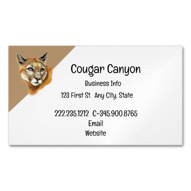 Aquarellcougar mit Animal Tracks Business Card Magnetische Visitenkarte (Vorderseite)