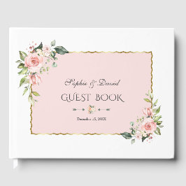 Aquarellcreme-Blume Rosa Rahmen Hochzeit Gästebuch