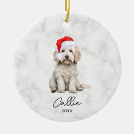 Aquarellcreme Parti Goldendoodle Dog Malerei Keramik Ornament