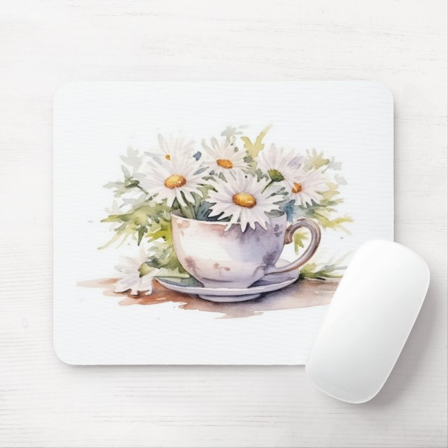 Aquarelldiäten in Kaffeebechern mit Saucer Mousepad (Mit Mouse)