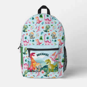 Aquarelldinosaurier Prähistorisches Muster mit Nam Bedruckter Rucksack