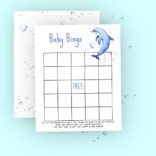 Aquarelldolphin - Baby Dusche Bingo Spiel
