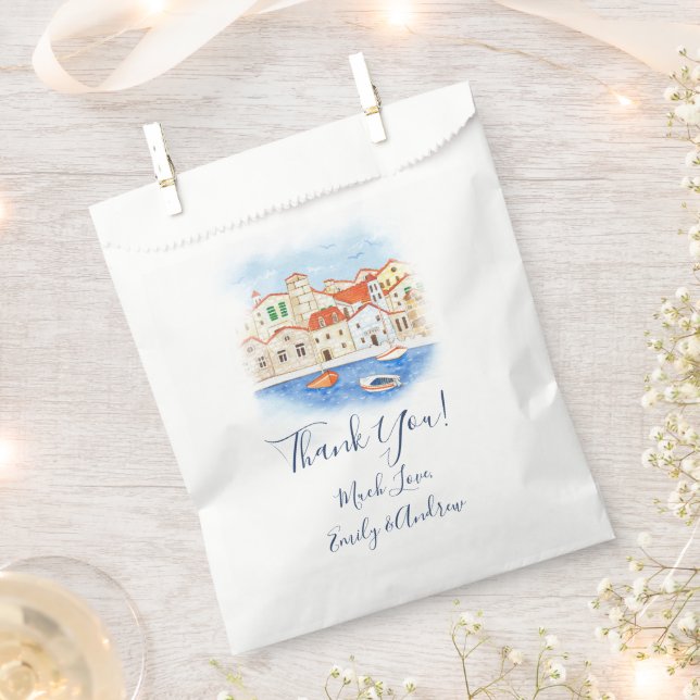 Aquarelldorf Sailboats Ruderboot Geschenktütchen (Ausgeschnitten)