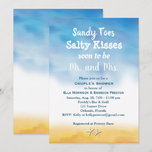 Aquarelldusche Sandy Toes Couple - Himmel & Sand Einladung