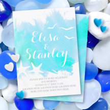 Aquarelle, blaue Aquarelle, Hochzeit am Seestrand