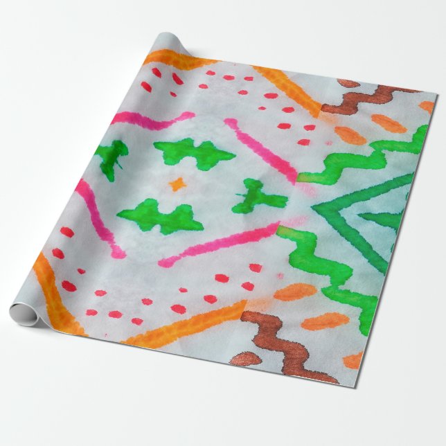 Aquarelle Boho Dekor. Boho Blue Pillow. Aquarelle  Geschenkpapier (Ungerollt)