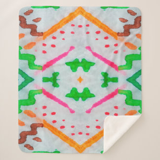 Aquarelle Boho Dekor. Boho Blue Pillow. Aquarelle Sherpadecke