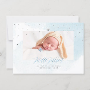 Aquarelle Confettis Remerciation Naissance Fille Einladung