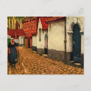 Aquarelle - eine ruhige Gasse in Brügge Postkarte