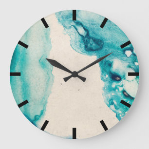 Aquarelle Indigo Navy Blue Creamy Kraft Große Wanduhr