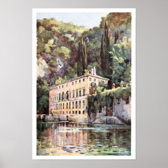 Aquarelle Italy Lake Como Villa Plini Poster (Vorne)