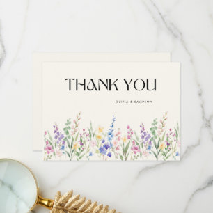 Aquarelle Moderne Botanische Sommerhochzeit Dankeskarte
