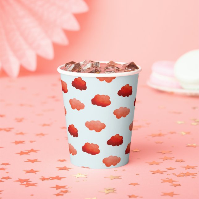 Aquarelle Orangenwolken Pappbecher (Insitu)