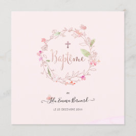 Aquarelle Petites Fluers Faire part de Baptême Einladung