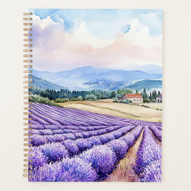 Aquarelle serene Lavendelfelder Planer (Vorderseite)