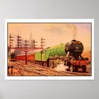 Aquarelle Vintage Lokomotive Flying Scotsman