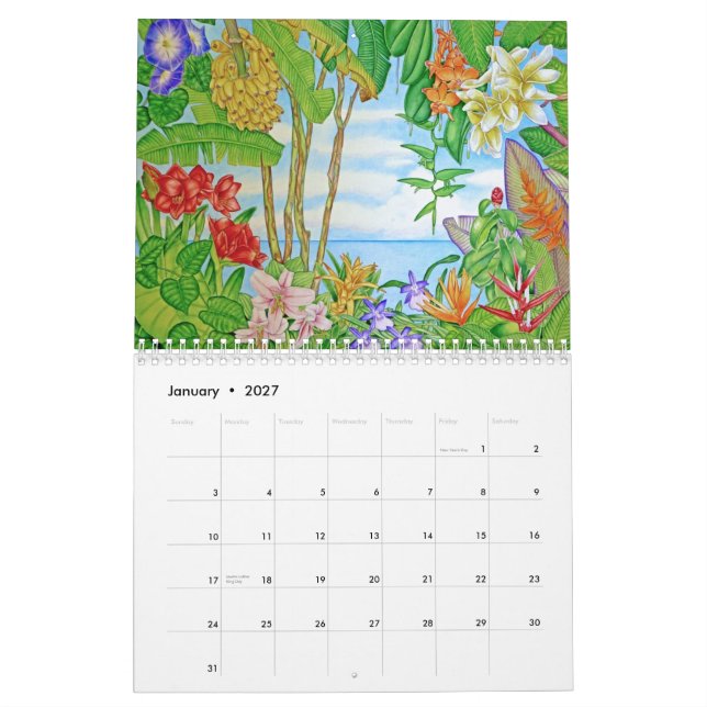 Aquarelle von Hawaii Kalender (Jan 2027)
