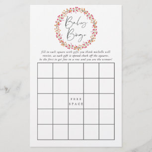 Aquarelle Wild Blume Babydusche Bingo