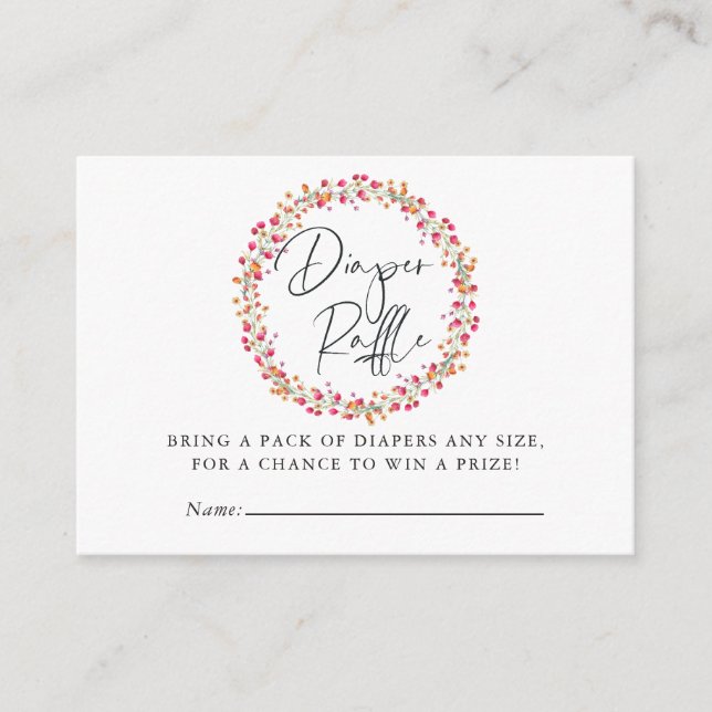 Aquarelle Wild Blume Babydusche Windelwindeln Begleitkarte (Vorderseite)