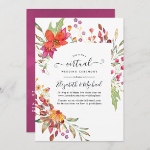 Aquarelle Wild Blume Online Virtual Wedding Einladung