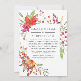 Aquarelle Wild Blume Wedding Reduced Guest List Ankündigung