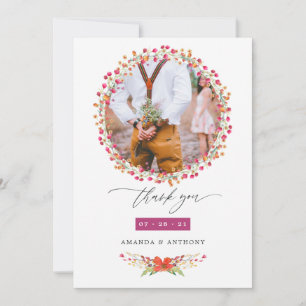 Aquarelle Wildblume Hochzeit Foto Collage Dankeskarte