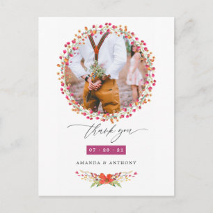 Aquarelle Wildblume Wedding Foto Vielen Dank Postkarte