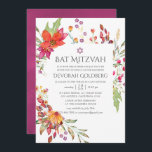Aquarelle Wilde Blume Bat Mitzvah Einladung<br><div class="desc">Burgund und Pflaumenfeld Blume Fledermaus mitzvah Einladung anpassbar an Ihre Veranstaltung Spezifikationen.</div>