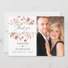 Aquarelle Wilde Blume Hochzeit Dankeskarte