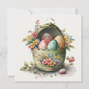 Aquarelleier Ostereier Blumenkarte Feiertagskarte