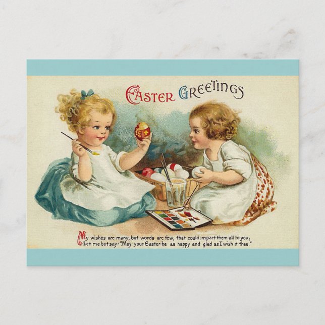 Aquarelleier Schöne Vintag Ostern Gruß Feiertagspostkarte (Vorderseite)