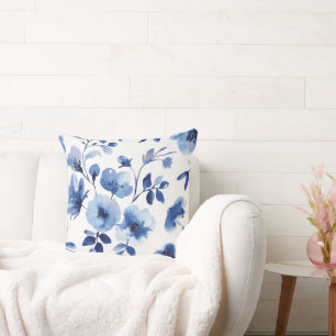 Aquarelleis Blauer Blume Kissen