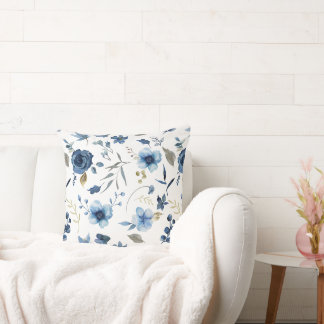 Aquarelleis Blauer Blume Kissen