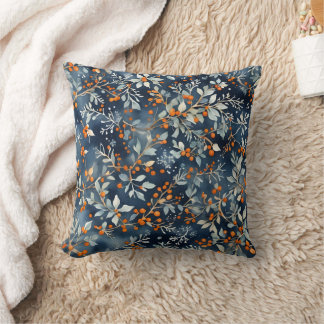 Aquarelleis Blauer Winter Blumenmuster Kissen