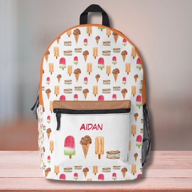 Aquarelleis Creme & Popsicles Personalisiert Bedruckter Rucksack (Von Creator hochgeladen)