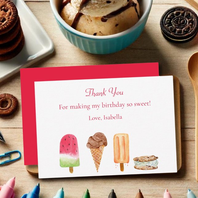 Aquarelleis Geburtstagsparty Dankeskarte (Von Creator hochgeladen)