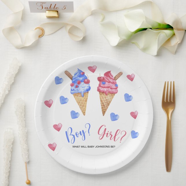 Aquarelleis-Geschlecht Pappteller (Hochzeit)